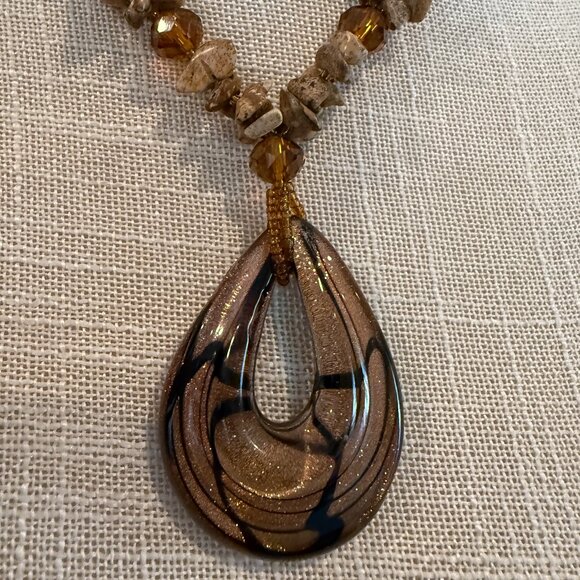Art Glass and Jasper Artisan Necklace - Picture 7 of 9